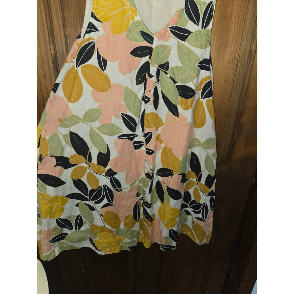 Rachel Zoe Womens Small Floral Linen V-Neck Sleeveless Shift Dress 100% linnen‎ - Picture 2 of 5